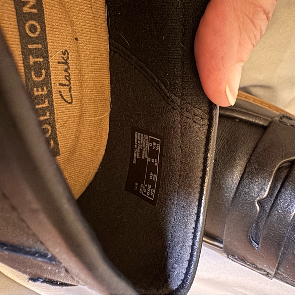 Clarks Black Leather Penny Loafers - Picture 4 of 5